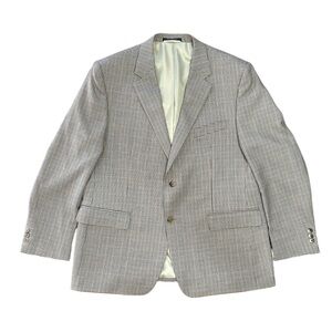 Petrocelli Soren Tan/Brown/Blue Mini Check Soze:46R 100% Wool